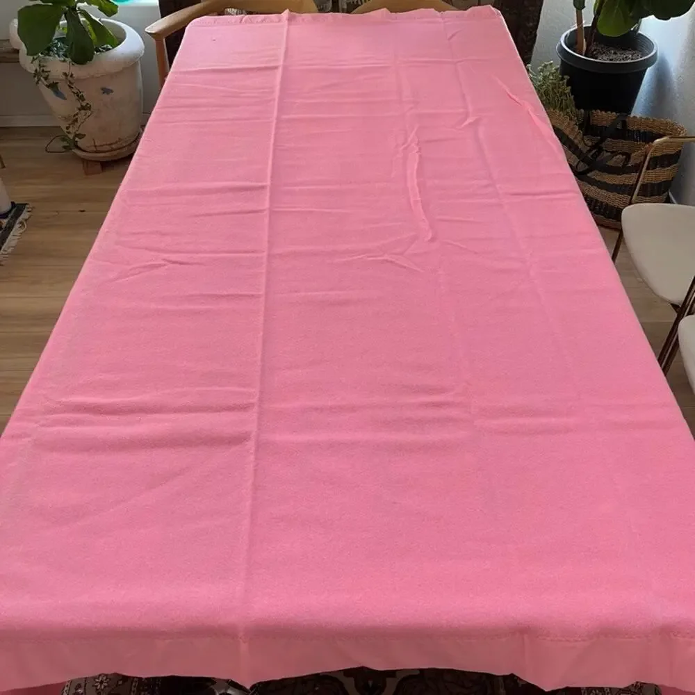 Vintage Pink Wool Blanket 80 x 88